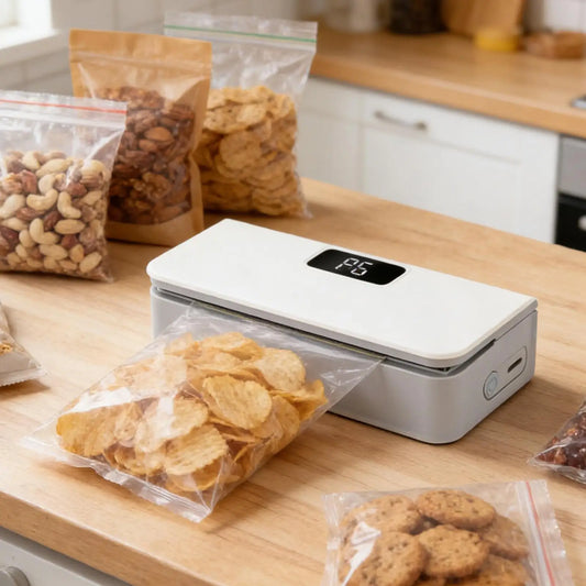 Groomivo Mini Bag Sealer – 6-Mode Freshness at Your Fingertips